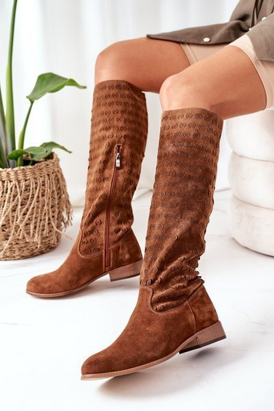 Montana Braune Wildleder-Schnürstiefel mit durchbrochenem Muster