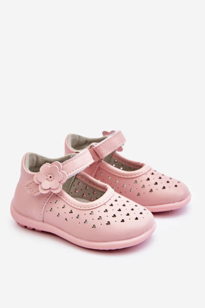 Ballerines hautes enfant ajourées à velcro rose Jianna