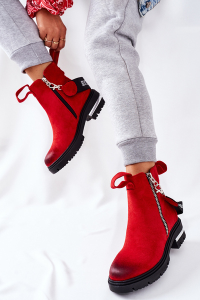 Bottes Isolées Avec Fermeture Éclair Rouge Cortona