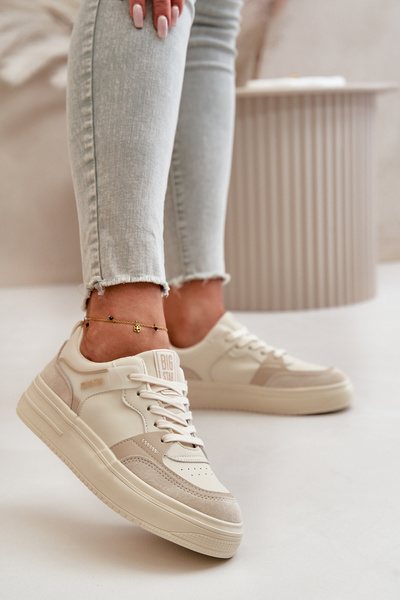 Baskets basses pour femmes en cuir écologique Big Star OO274029 Beige