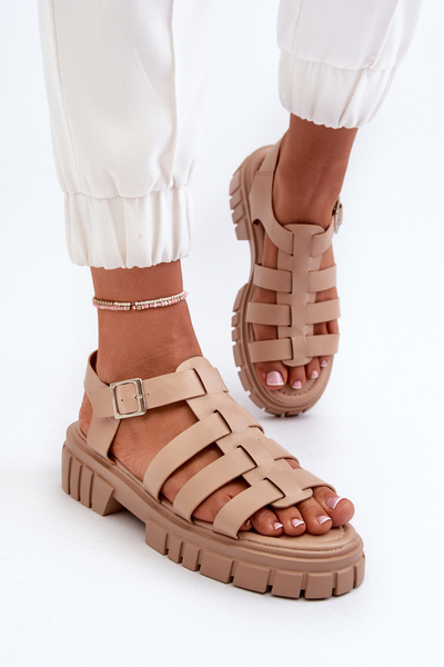 Beige Damen Römersandalen Rosarose