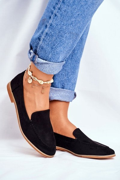 Femei Brogues Slip-On Loafers Suede Black Twinky