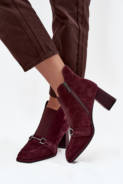 Boots pour femmes en daim naturel à talon Artiker 57C0221 Bordeaux