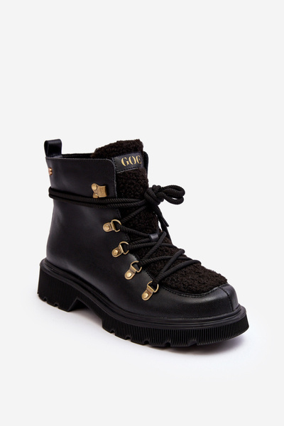 Bottines Trappeuses En Cuir Femme GOE MM2N4082 Noir