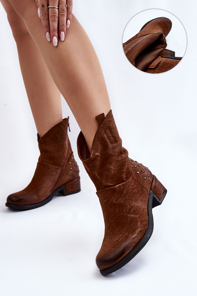 Women's Boots With Zipser Brown Lance