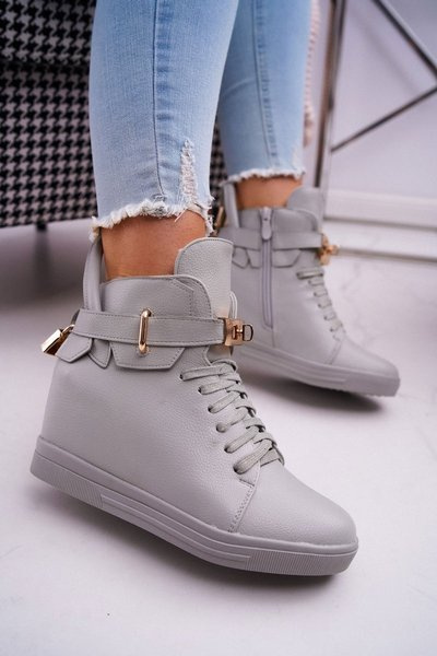 Damen Sneakers On Anchor Gold Vorhängeschloss Grau Tersey