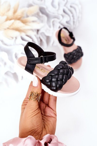Geflochtene Kindersandalen Schwarz Adella