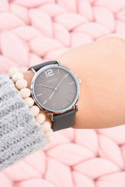 Classic Leder Dunkelgrau Damen Ernest Uhr