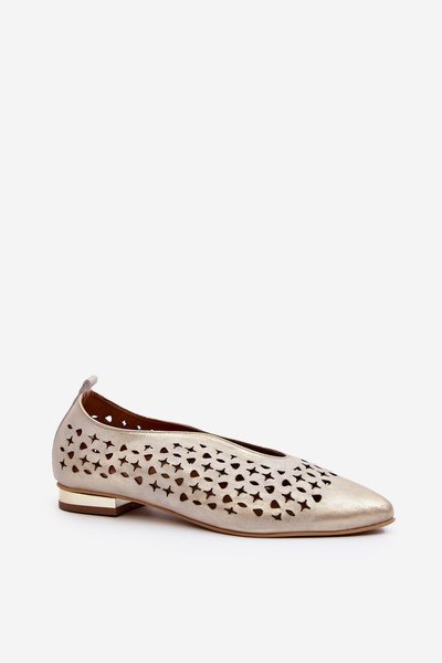 Zazoo Ballerines perforées 2883 en cuir véritable doré