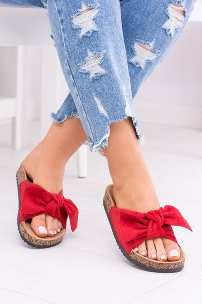Frauen Rote Schleife Kork Flip Flops Dominica