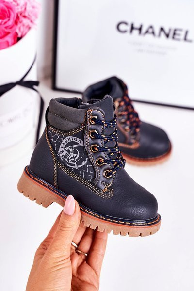 Bottes Isolées Enfant Sur Semelle Caoutchouc Bobby Bleu Marine