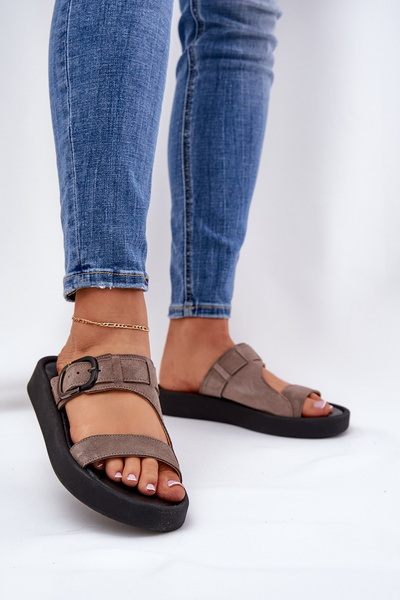 Sandale Din Suede Femei Pe Platformă Maro Zazoo 3024