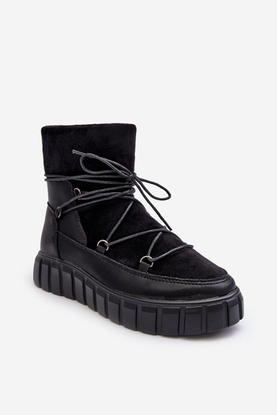 Bottes de neige en cuir Platform Noir Maxava