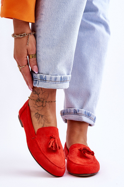 Suede Classic Fringed Loafers Dark Orange Averil