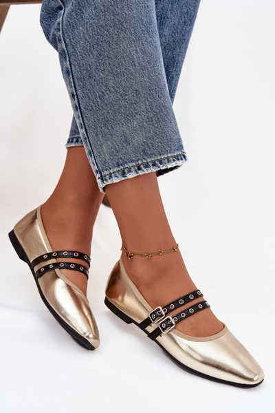 Damenturnschuhe Mit Goldenen Riemen Deliora