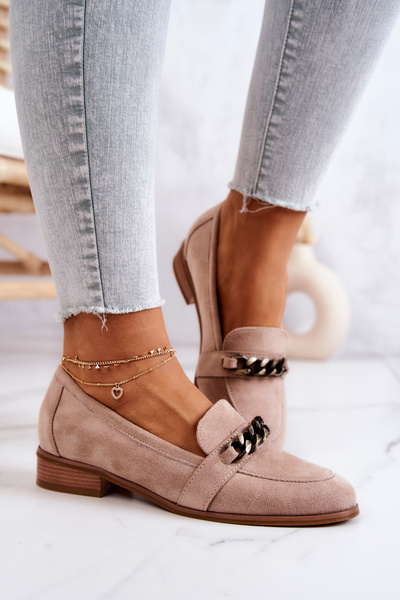Zomšiniai Brogues Loafers Beige Yasmin