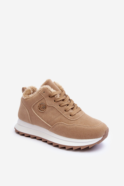Chaussures de sport à plateforme en cuir avec isolation Beige foncé Adite