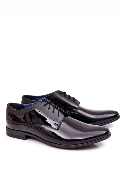 Elegante lackierte Leder Bednarek 724 Schwarz Halb Stiefel
