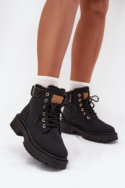Damen Gefütterte Stiefel Mit Reißverschluss Schwarz Tharika