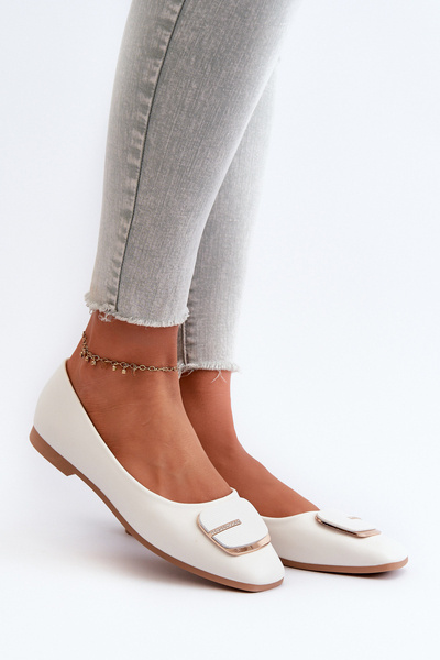 Ballerines pour femmes en cuir écologique avec décoration blanc Edoslli