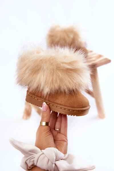 Bottes de neige pour enfants avec fourrure écologique Marron clair Ariana