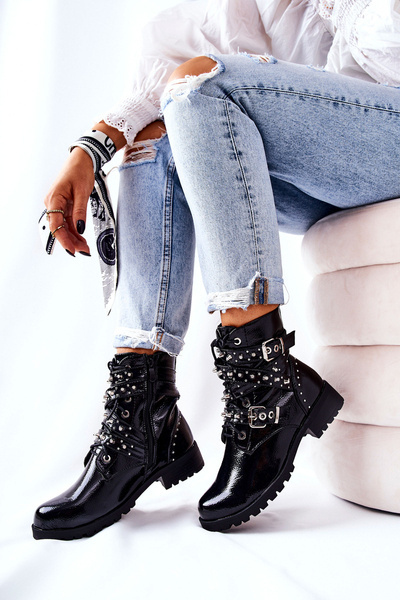 Bottes sans bretelles en cuir noir Kepherine