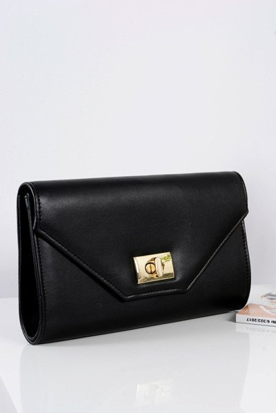 Schwarze Damen Clutch Handtasche Goldkette