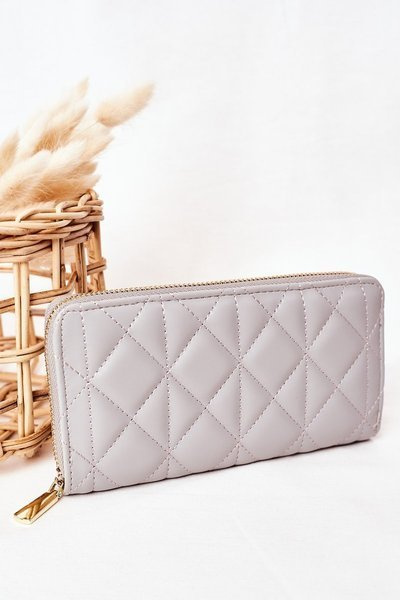 Grand Portefeuille Femme Matelassé Gris