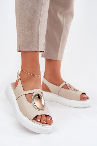 Leder Elegante Sandalen Damen S.Barski GR51-603 Beige