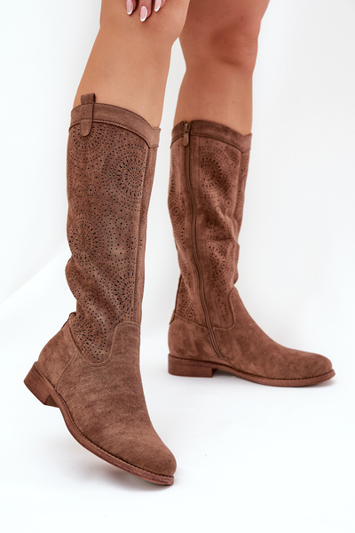 Bottes À Tige Aérée Sur Talon Plat Marron S.Barski HY51-860