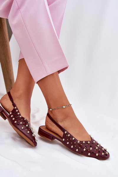 Verzierte Ballerinas Mit Flachem Absatz Bordeaux Nilarisela