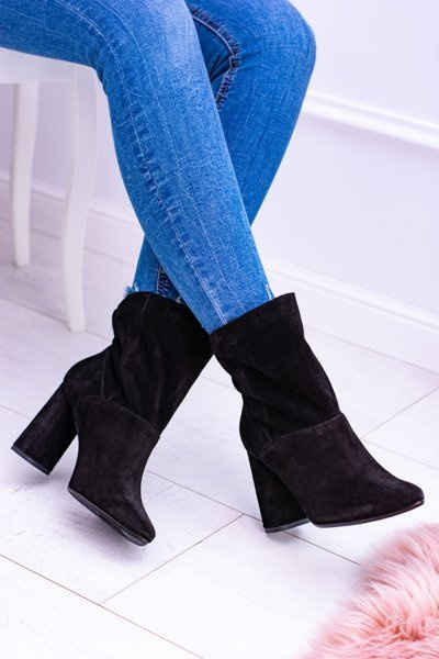 Schwarz Hohe Stiletto-Stiefel aus Wildleder Laura Messi 1857