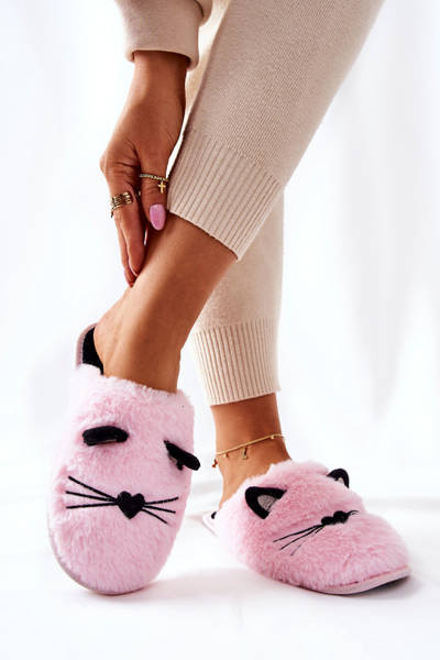 Chaussons Chat Doux avec Oreilles Rose Distty