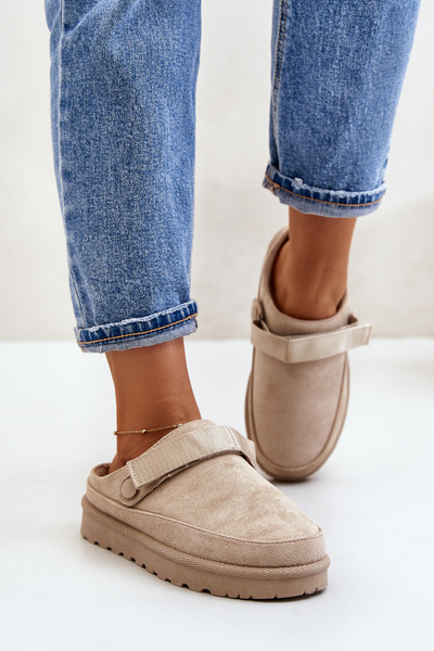 Chaussons Femme Isolés Avec Fourrure Sur Plateforme Beige Azida