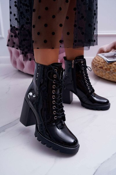 Bottines Stiletto Femme Laquées Noir Insist
