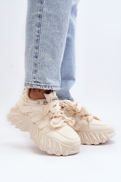 Women's sneakers with chunky sole beige Ellerai