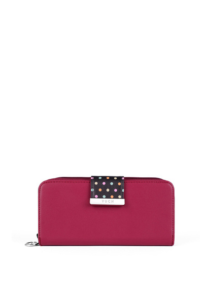 Women's Large Zip Brieftasche Dots Fuchsia Lunelly