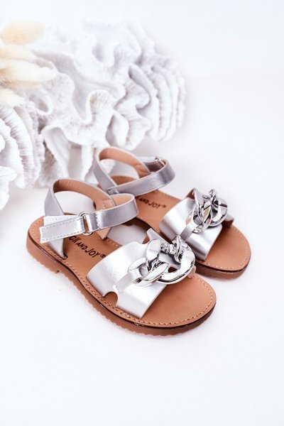 Kindersandalen mit Kette Silber Buffy