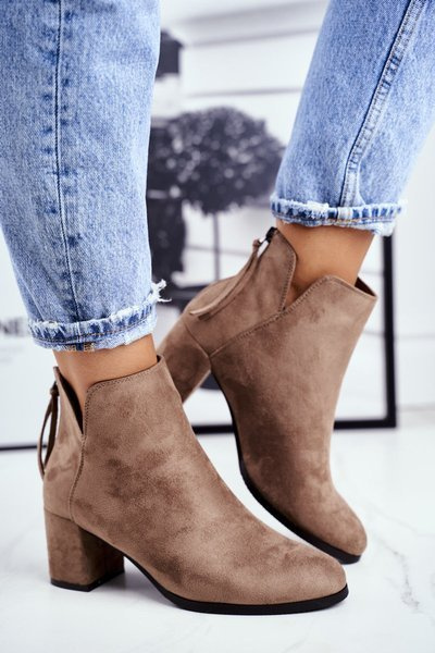 Botte Femme Talon Haut Daim Beige Mimosa