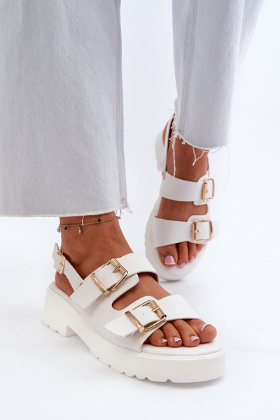 Sandales Femme avec Boucles Cuir Eco Blanc Konanttia