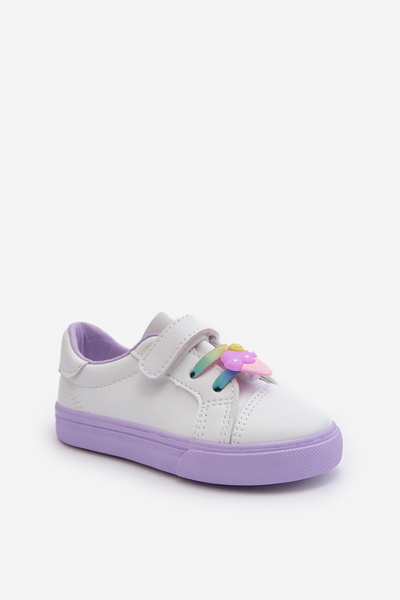 Baskets Baskets Enfant à Velcro Blanc-Violet Pennyn