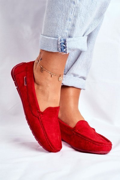 Women's Mokassins Red Suede Morreno