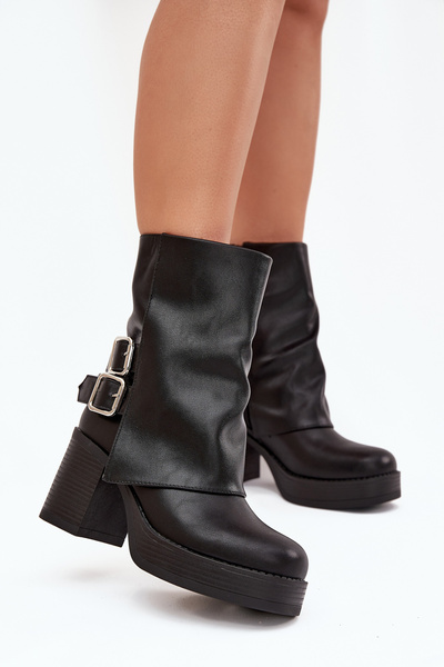 Bottines Femme À Talon Avec Boucles Noires Marena