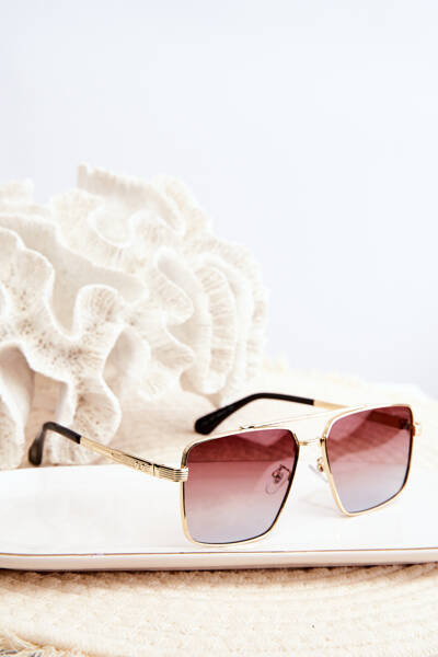 Lunettes de soleil Femme UV400 Doré-Marron