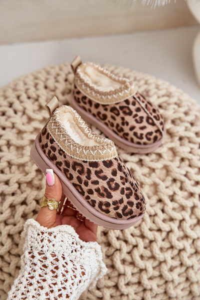 Bottines De Neige Enfant Bottines Avec Imprimé Léopard Sur Plateforme Isolées Avec Fourrure Marron Vilabria