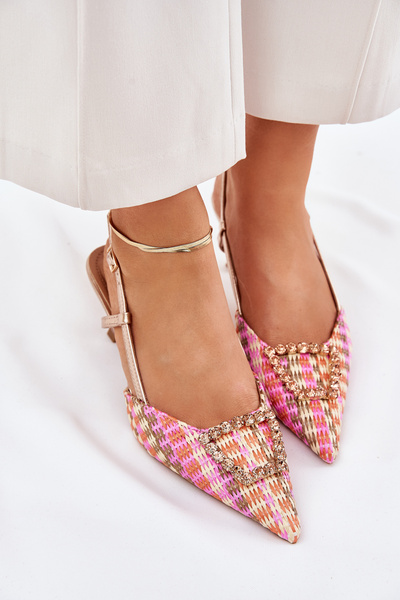 Pumps Mit Dekoration Und Offener Ferse Champagner Teminora