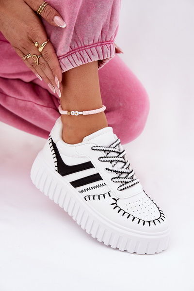 Sneakers Femei Pe Platformă Alb-Negru Ofenale