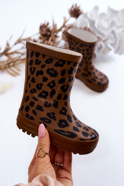 Garoshes pentru copii cu model de leopard maro nanny