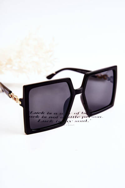 Large Square Sunglasses V130043 Black and Gold