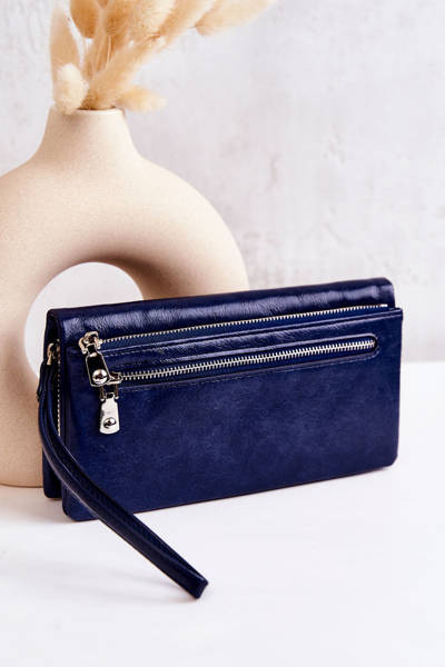 Large Leather Wallet Navy Rhodes